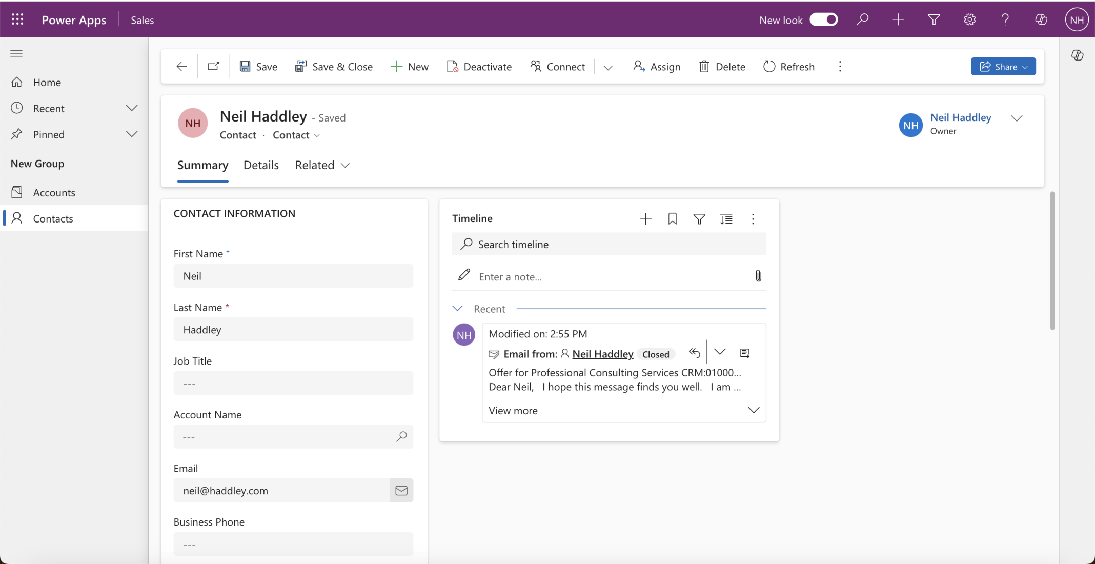 The email was added to the Dataverse mailbox