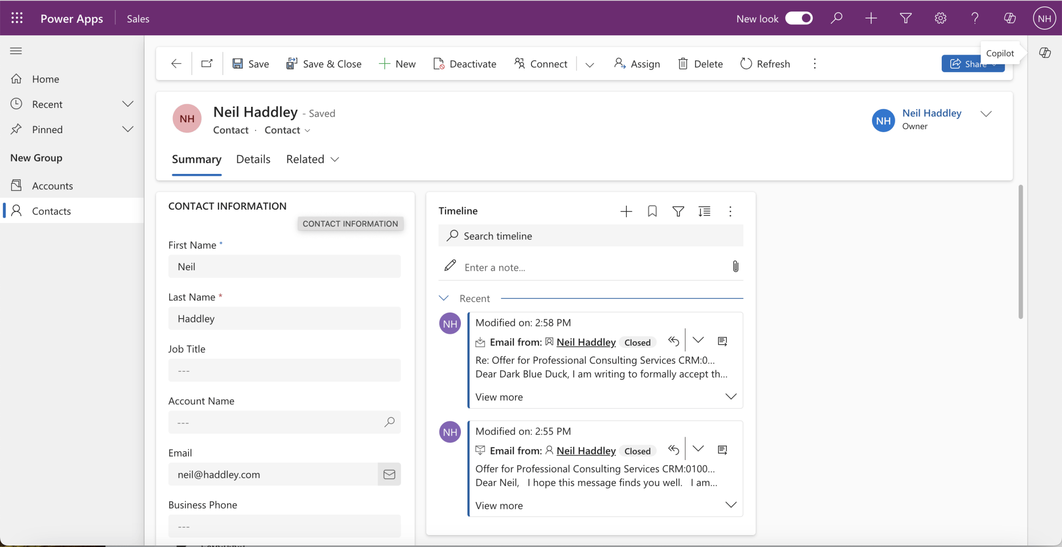 The response was displayed in the Timeline