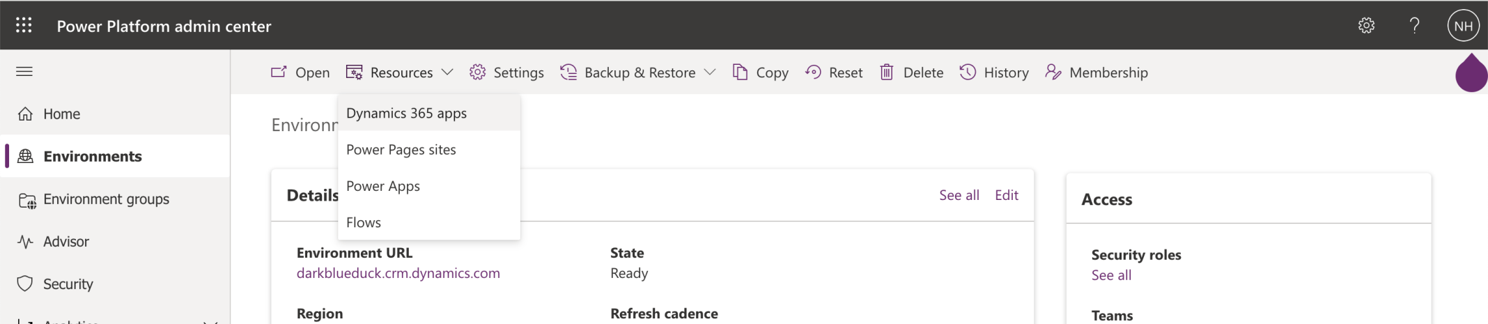 I reviewed the Dynamics 365 apps associated with the Envrionment