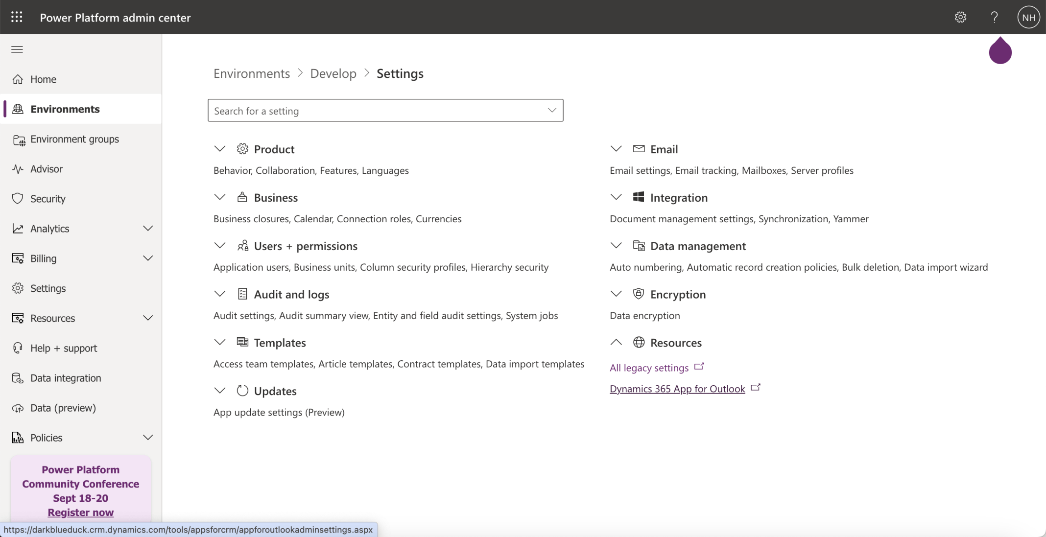 I clicked the Settings | Resources | Dynamics 365 App for Outlook link
