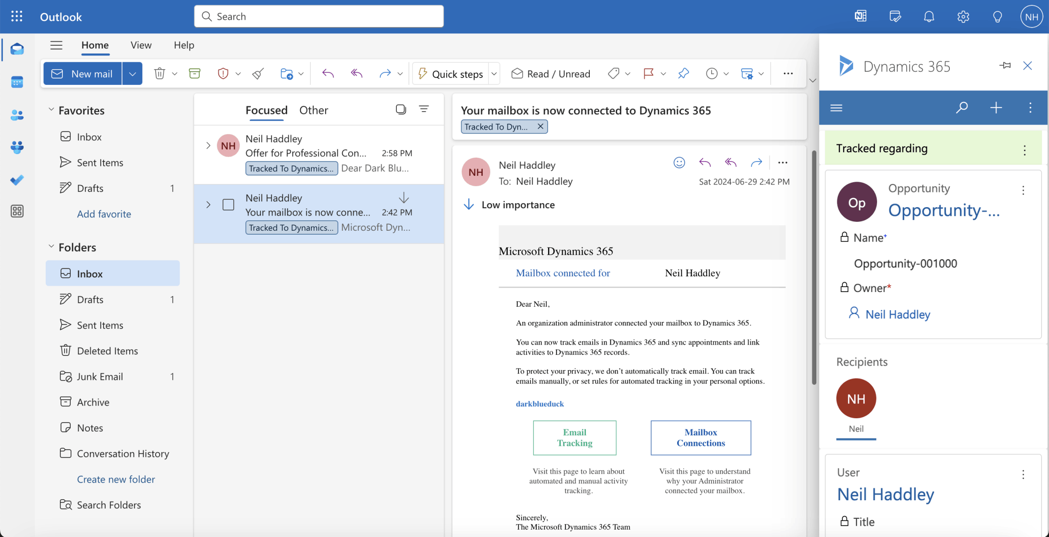 I was able to select the new opportunity