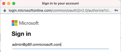 Here I am signing into my Microsoft 365 E5 developer subscription pre-provisioned with Microsoft 365 apps