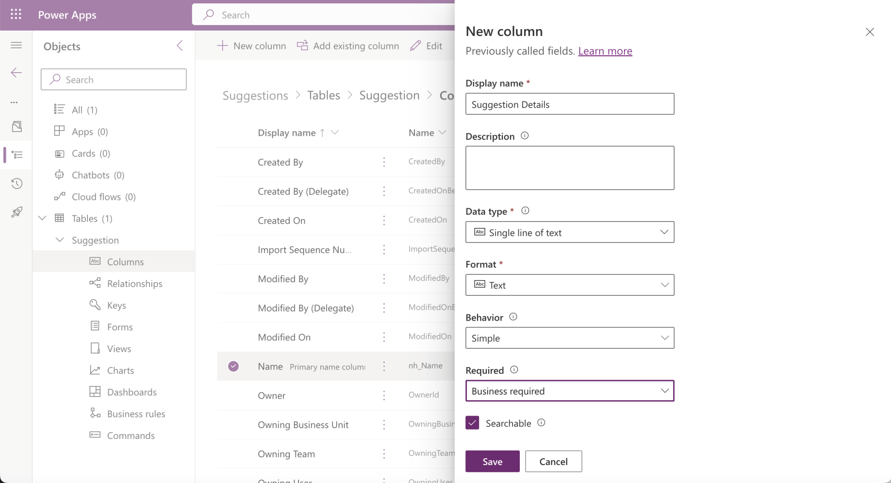 I added a Suggested Details column