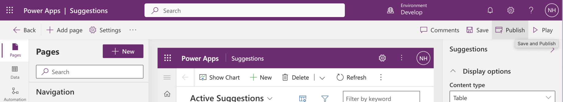 I clicked the Publish button