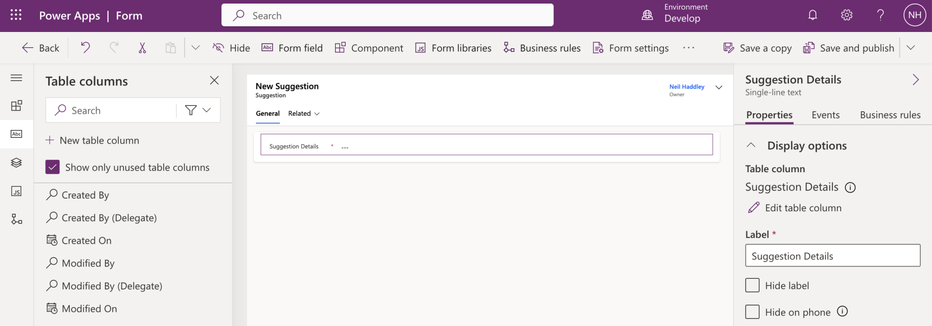 I updated the Main form (I clicked the Save and publish button)