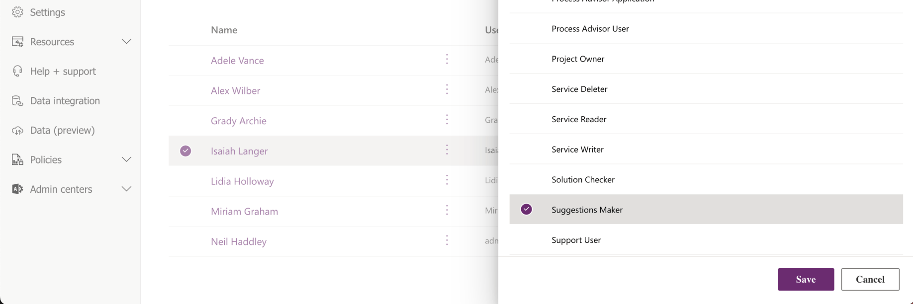 I added Suggestions Maker role to user Isaiah