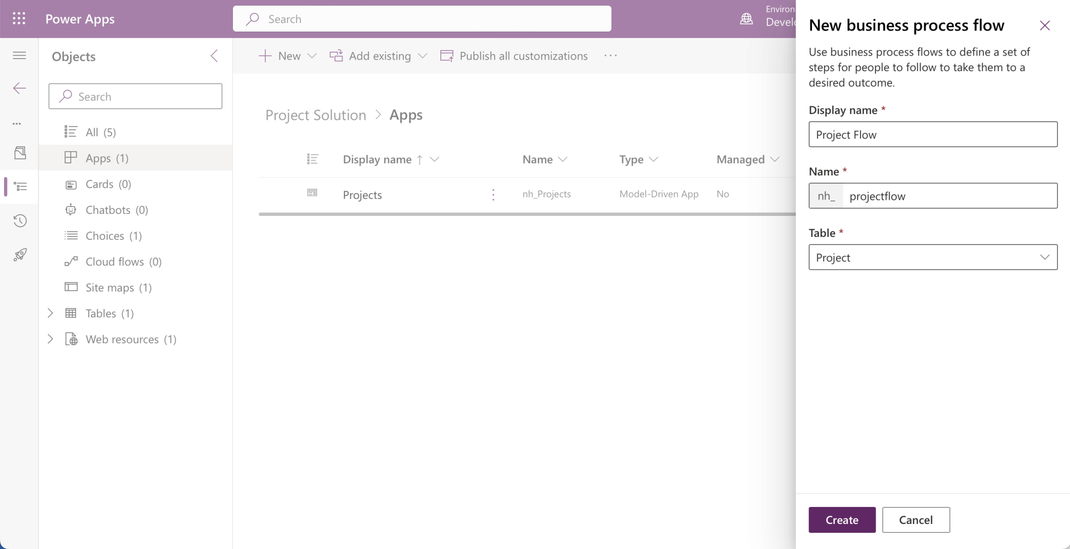 I called the new business process flow Project Flow