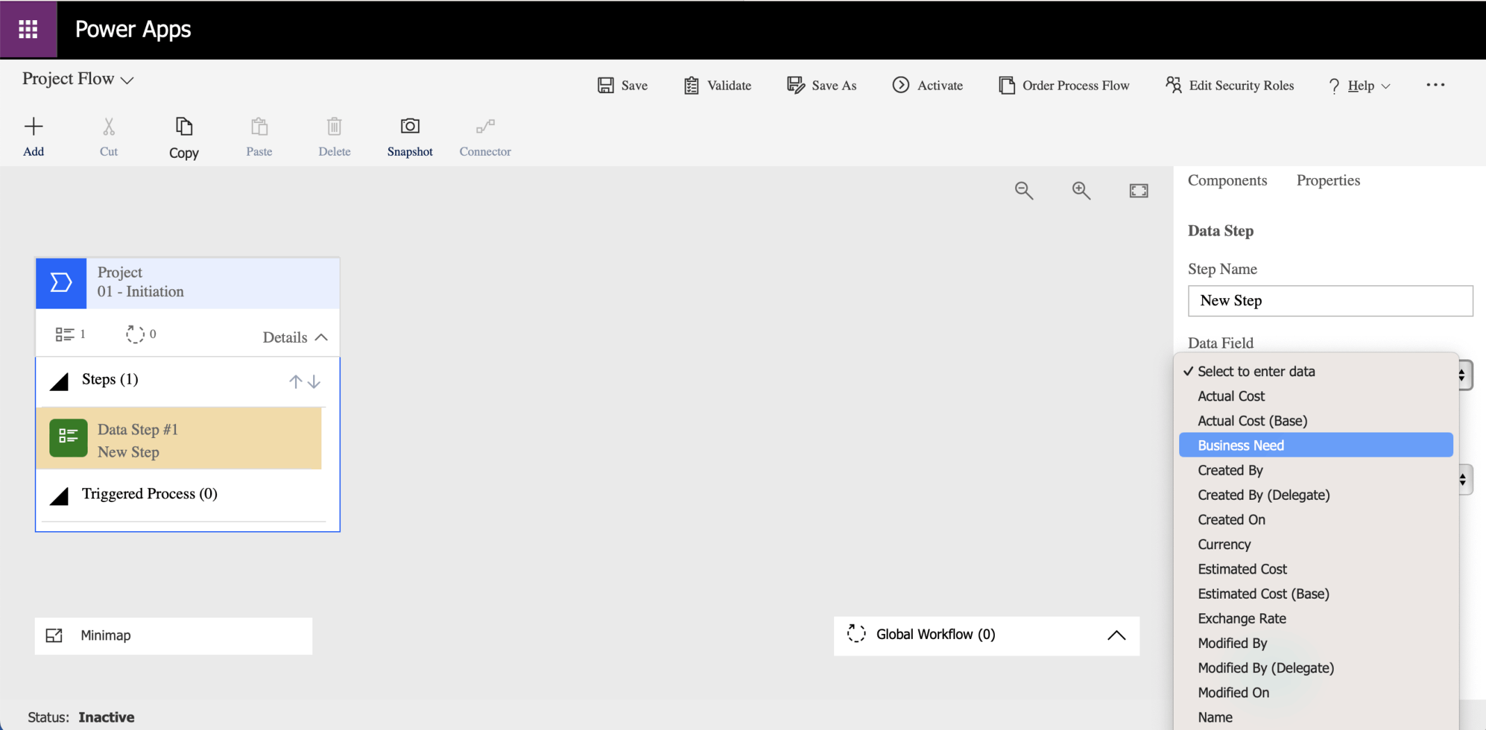 I updated the Data Step's Data Field (Column) to Business Need