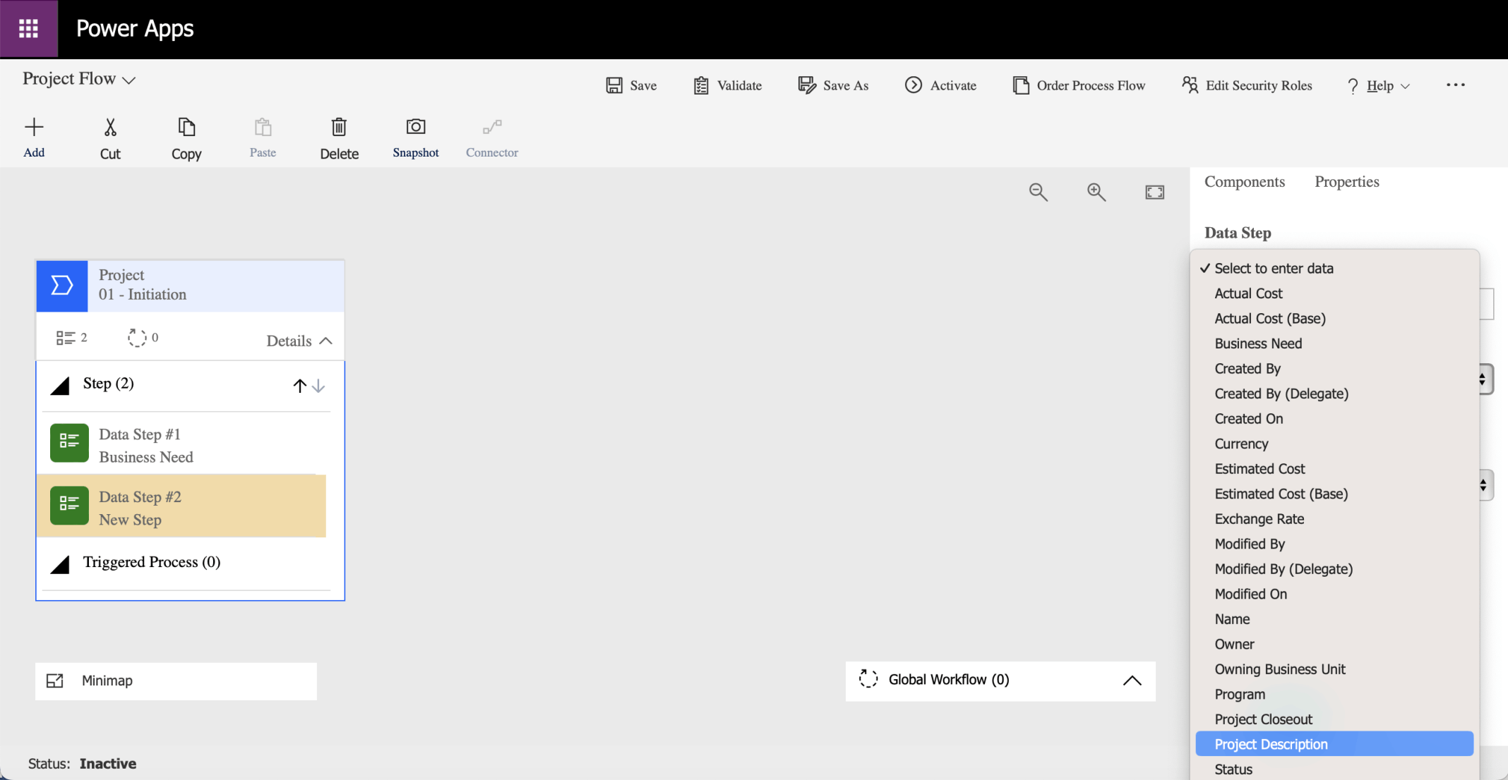 I selected the Project Description Data field (Column)