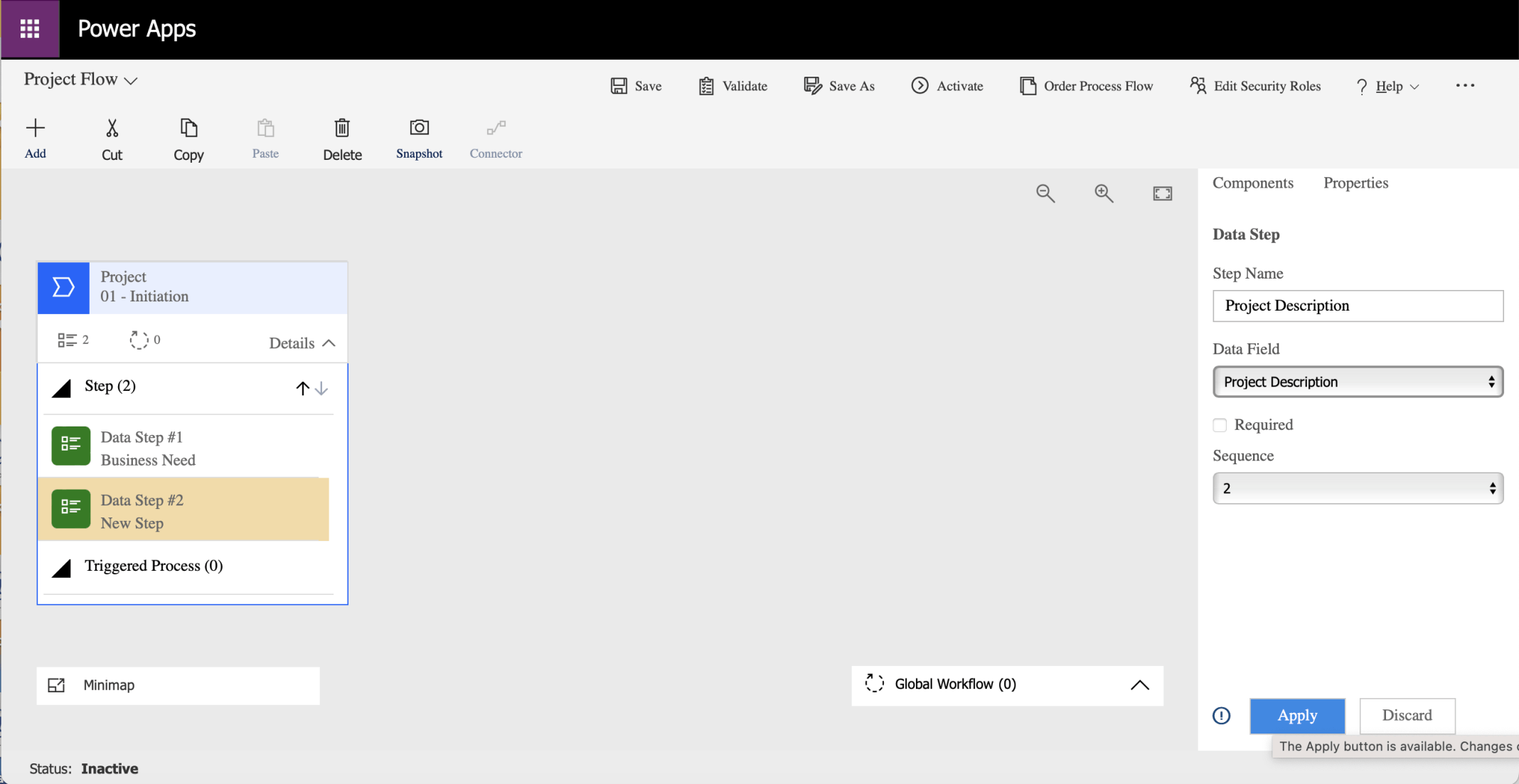 I clicked the Apply button. Notice that I did not click the Required option (yet)