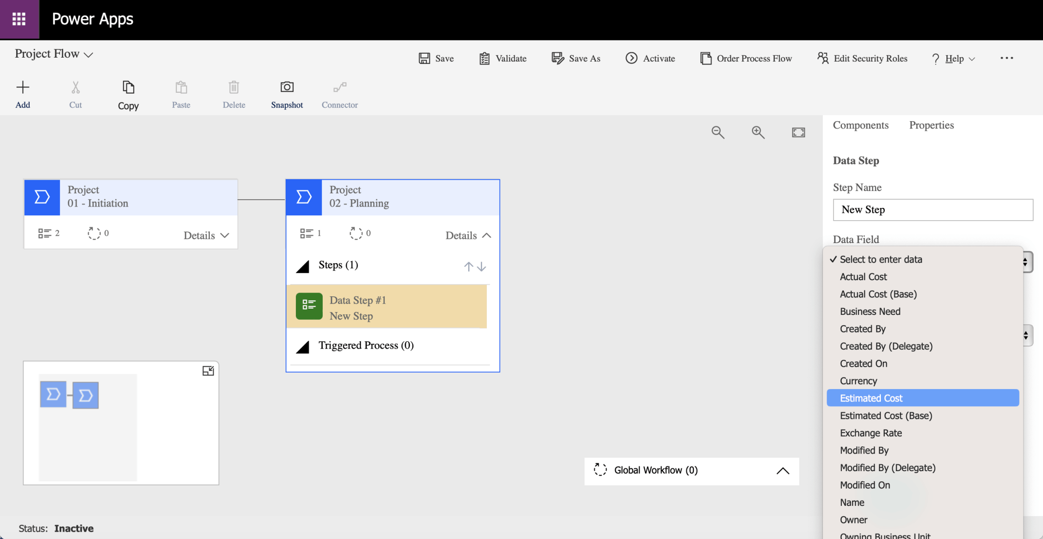 I updated the provided Data Step to use the Estimated Cost Data Field (Column)