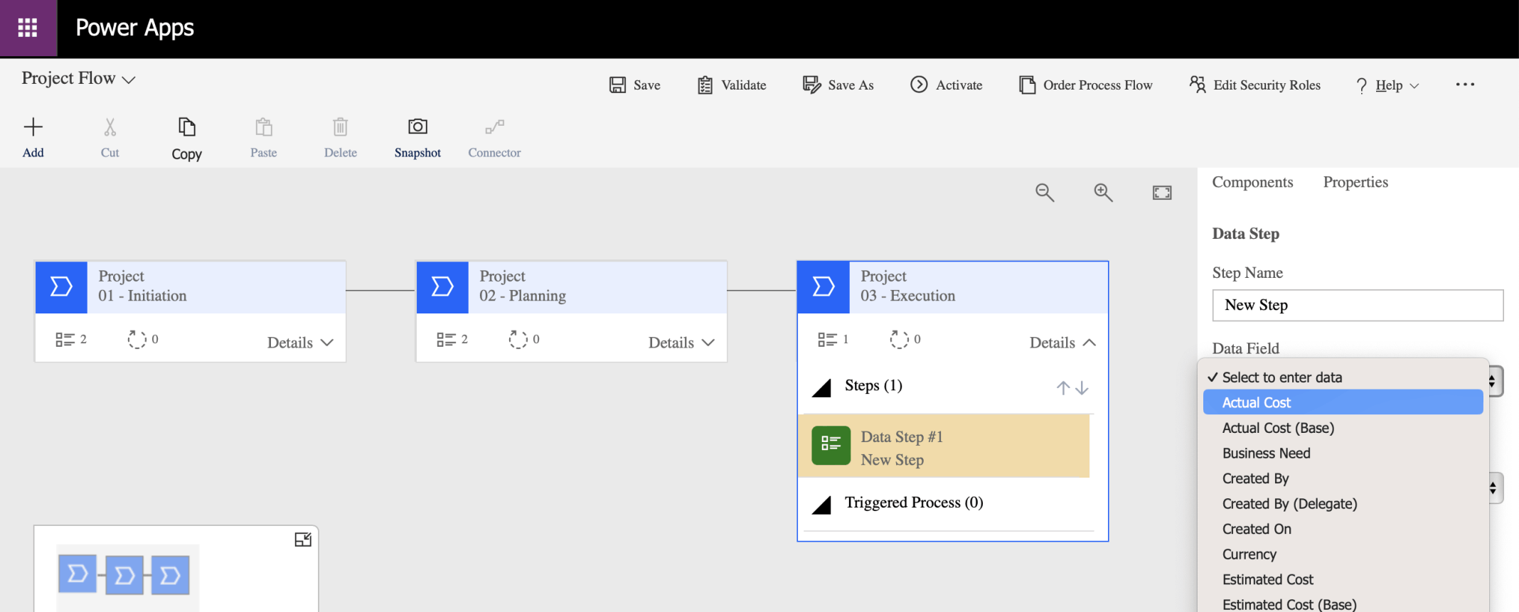 I updated the existing Data Step to use the Actual Cost Data Field (Column)