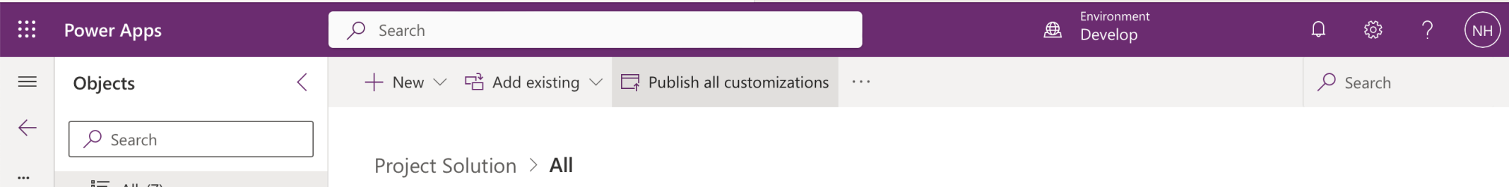 I clicked the Publish all customizations button
