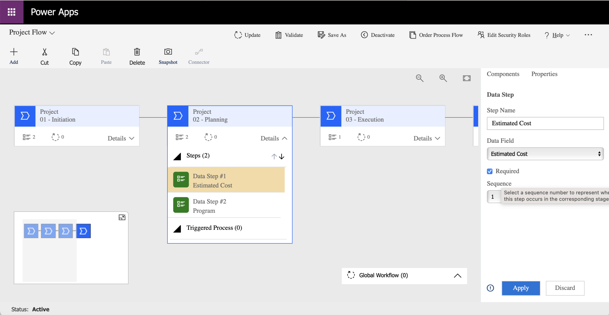 I updated the Business Process Flow setting Estimated Cost to Required