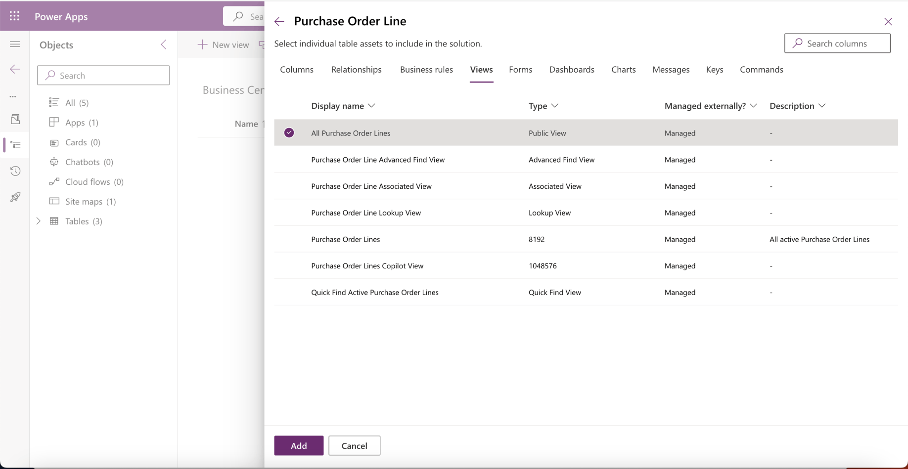 I added the "All Purchase Order Lines" view to the solution