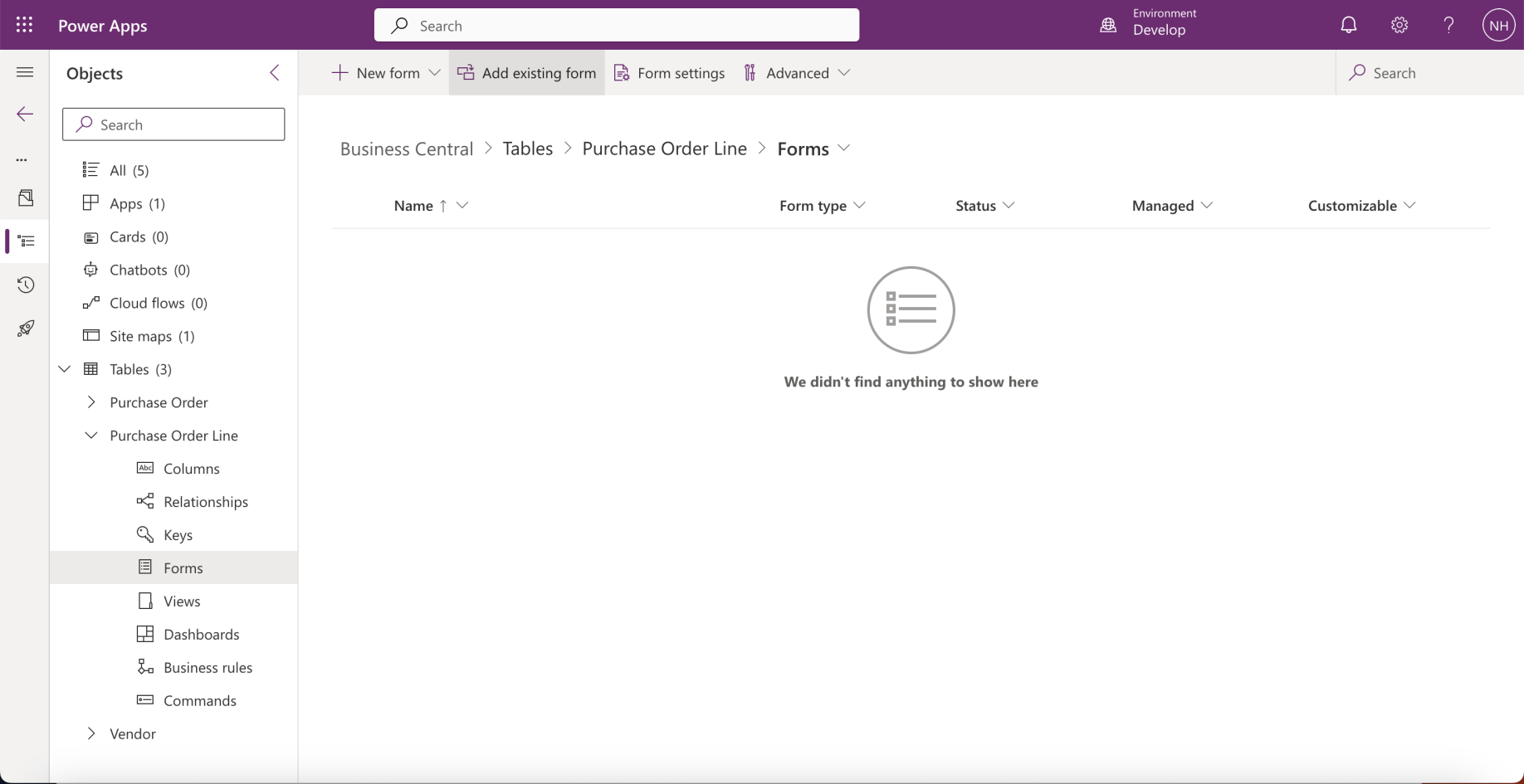 I navigated to the Business Central solution