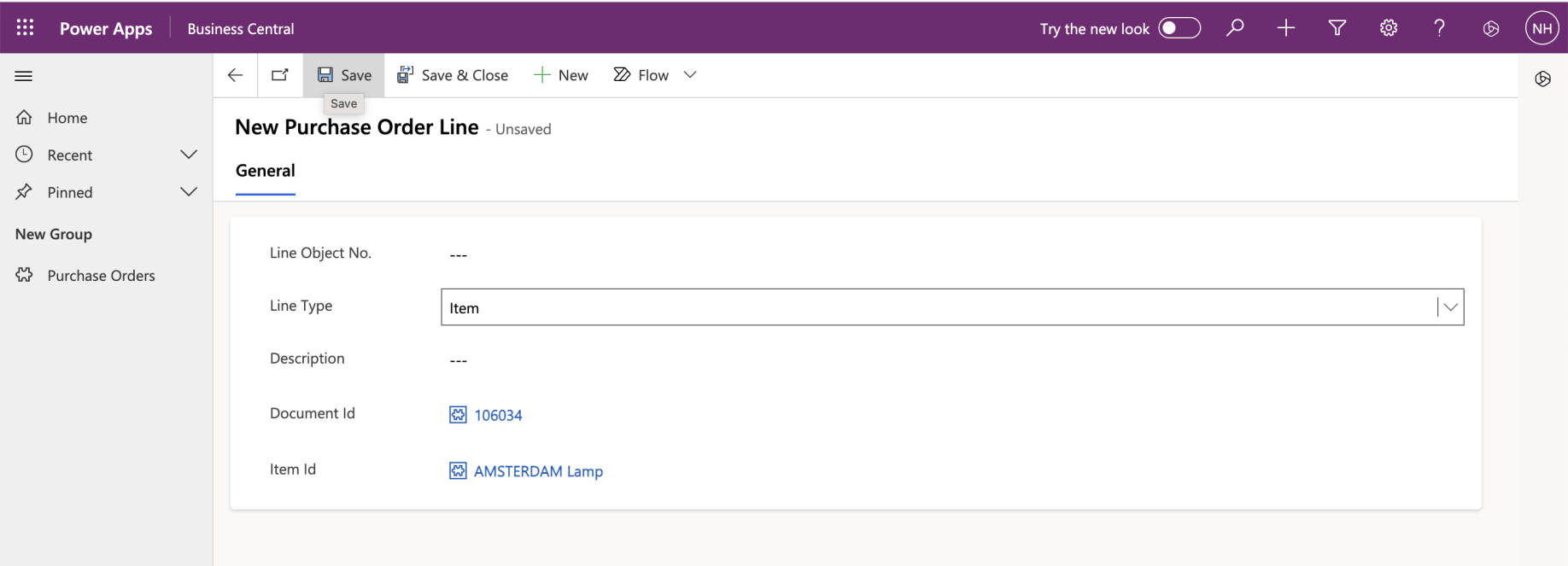 I clicked the Save button (notice that I did not enter a description)