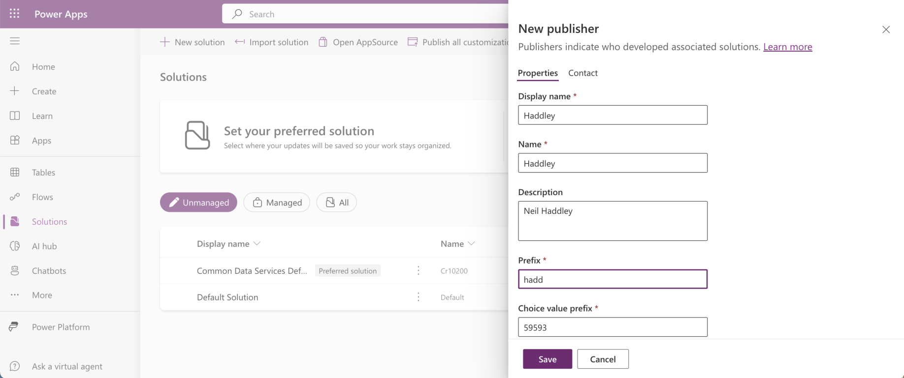 I created a new publisher