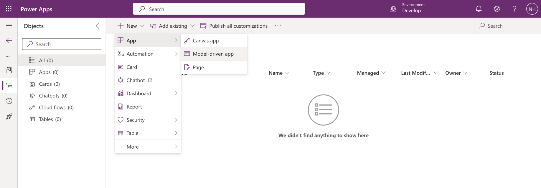 A added a Model-driven app to the Business Central solution