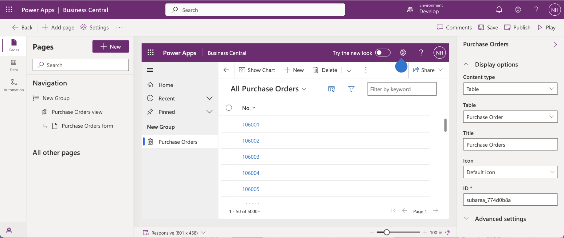 The Model-driven app opened.