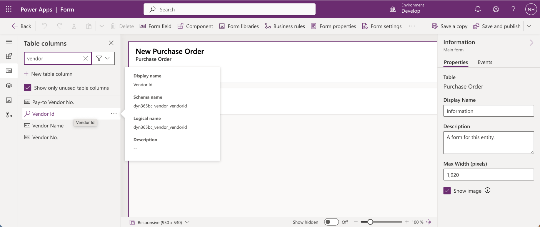 I searched for the Vendor Id column.