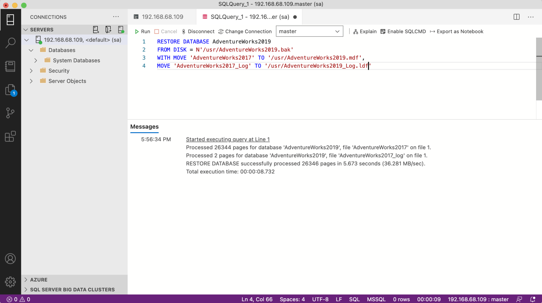 RESTORE DATABASE