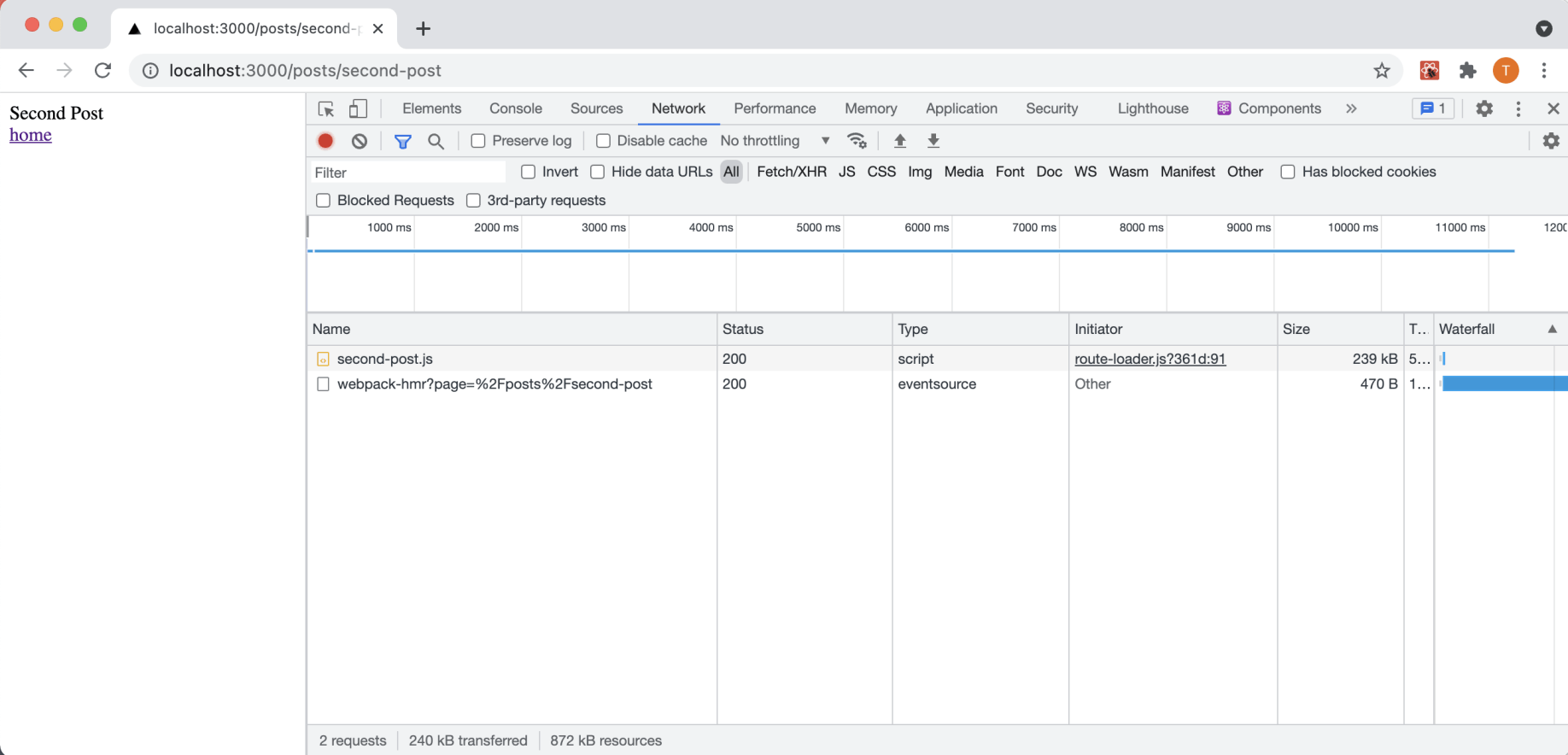 Network traffic when Link component is used