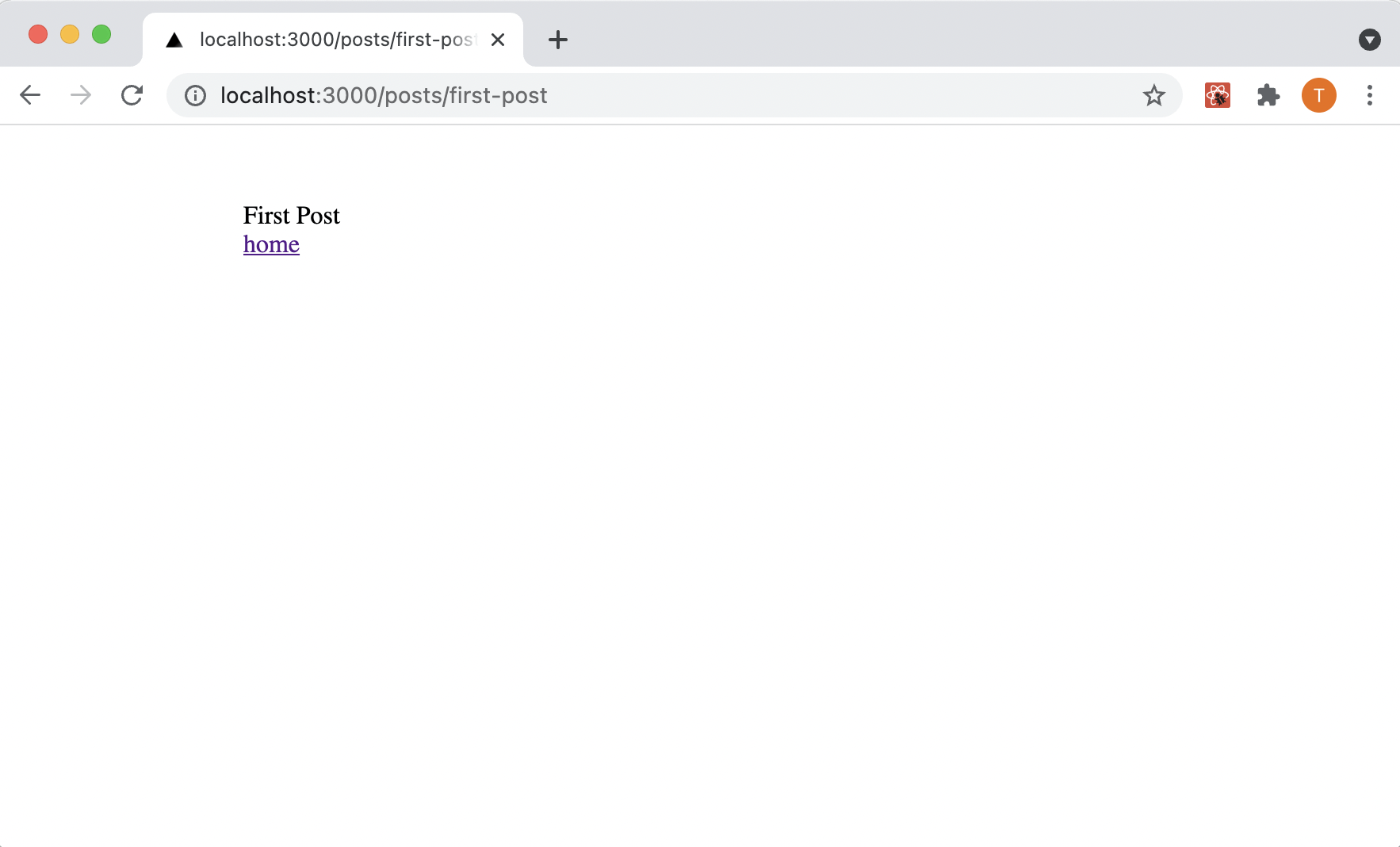 first-post page with CSS Modules component added
