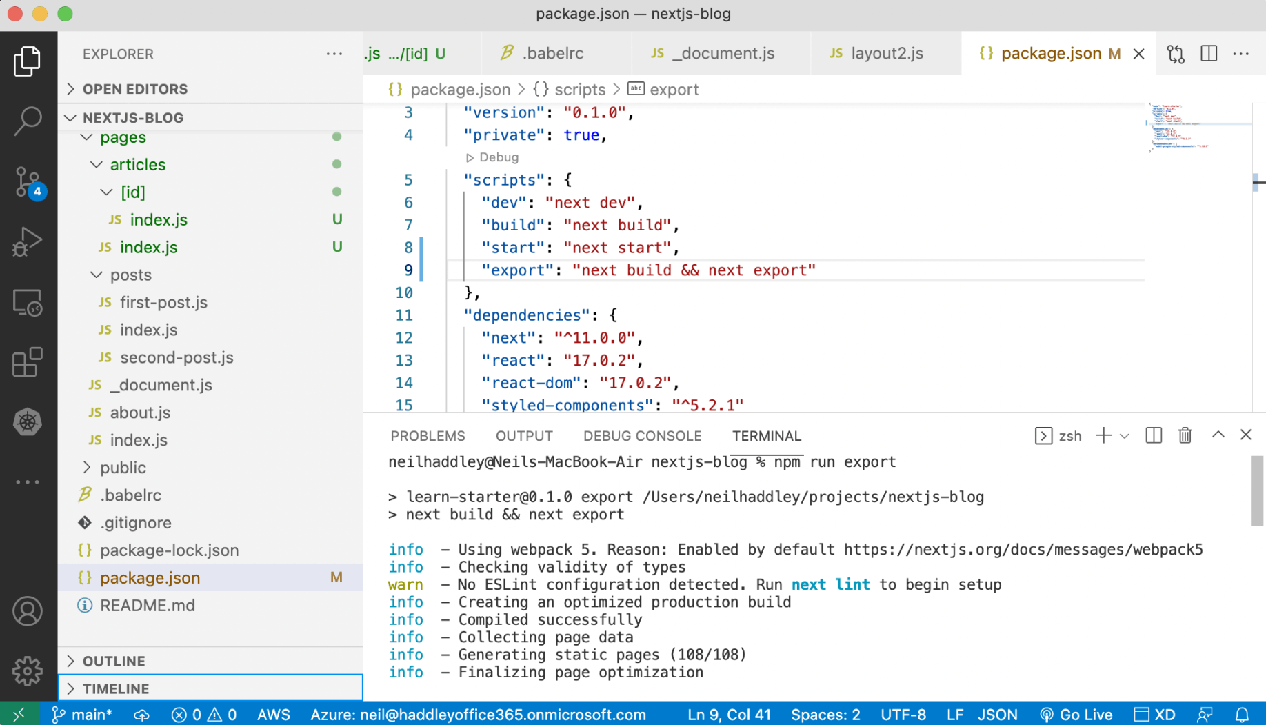 npm run export