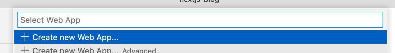 Create new Web App...