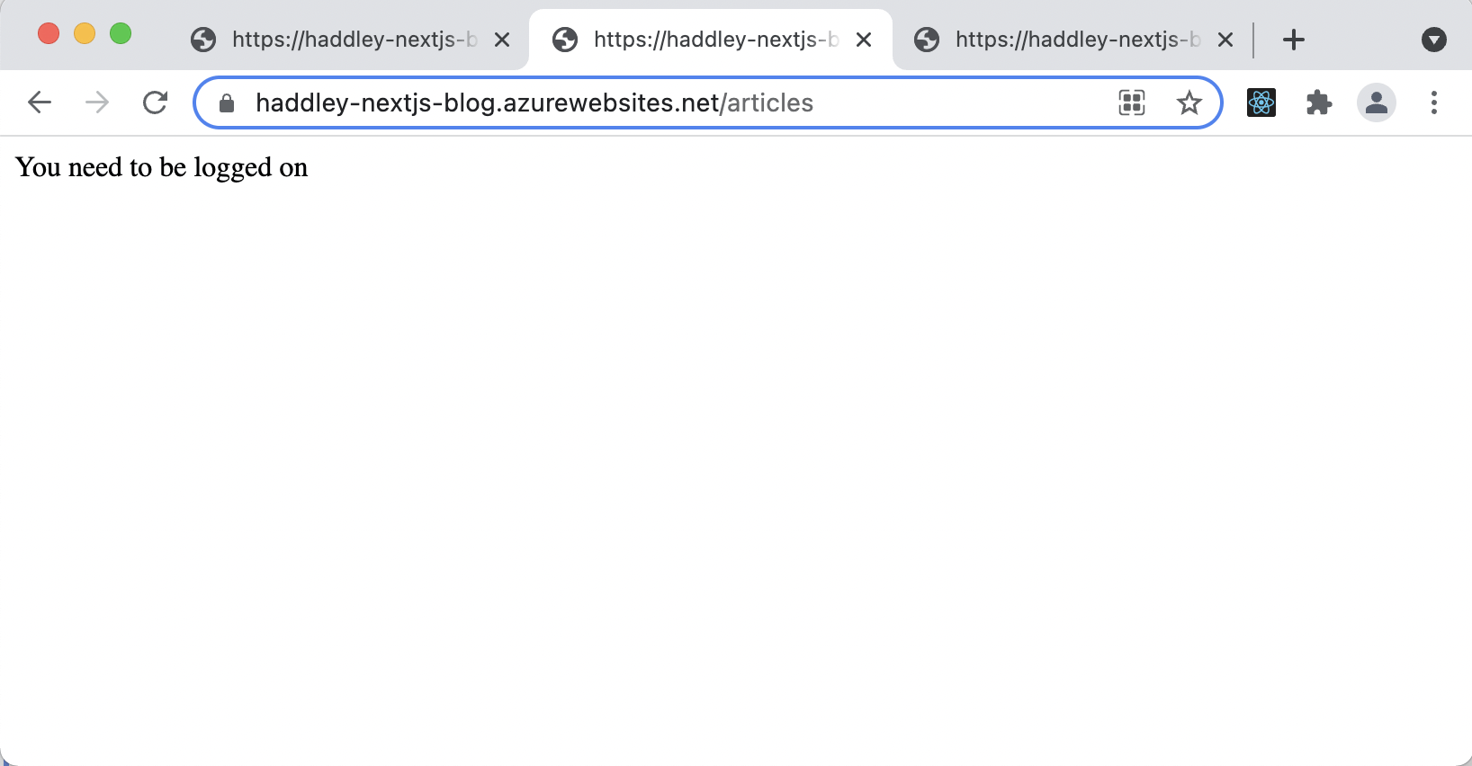User must be signed in to access /articles
