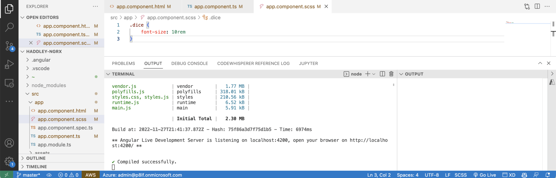 The app component style ensures the value is big enough to see at a distance