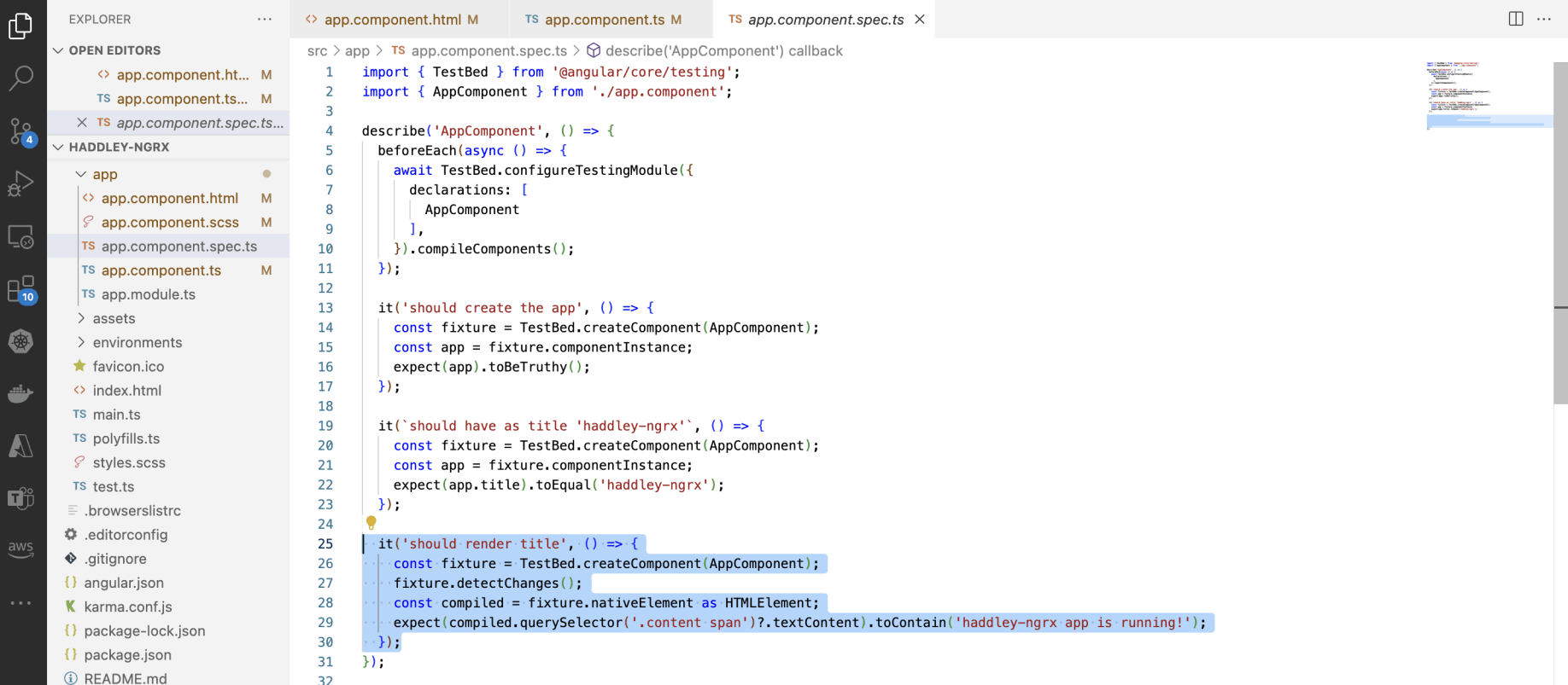 'haddley-ngrx app is running'?