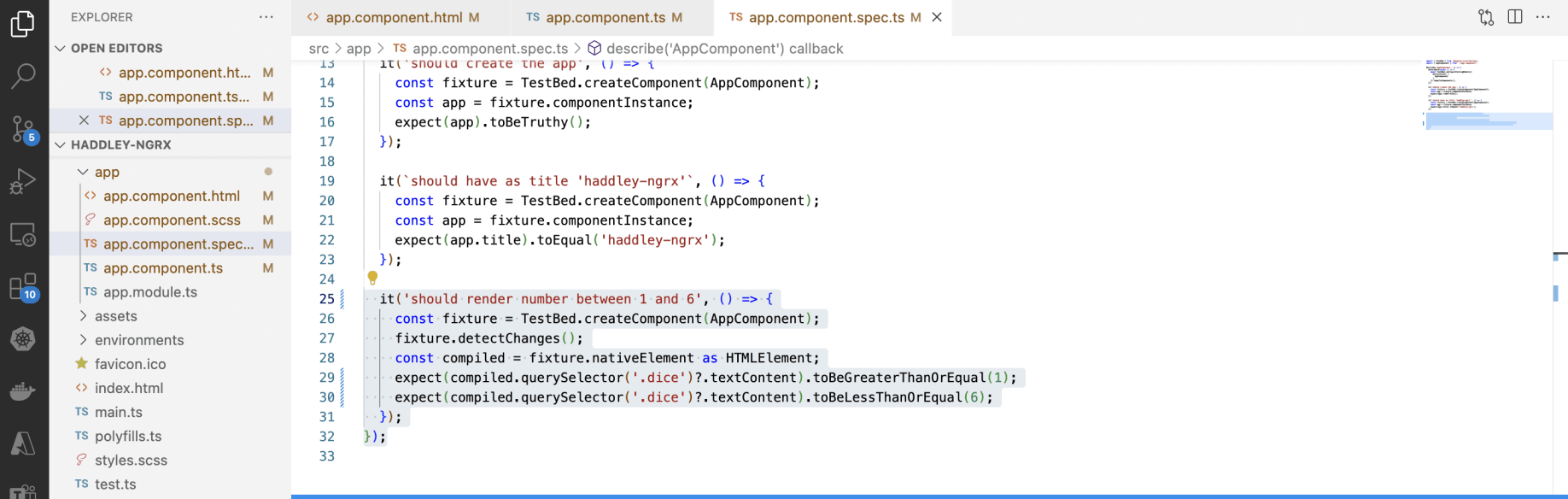 app component should render a number between 1 and 6