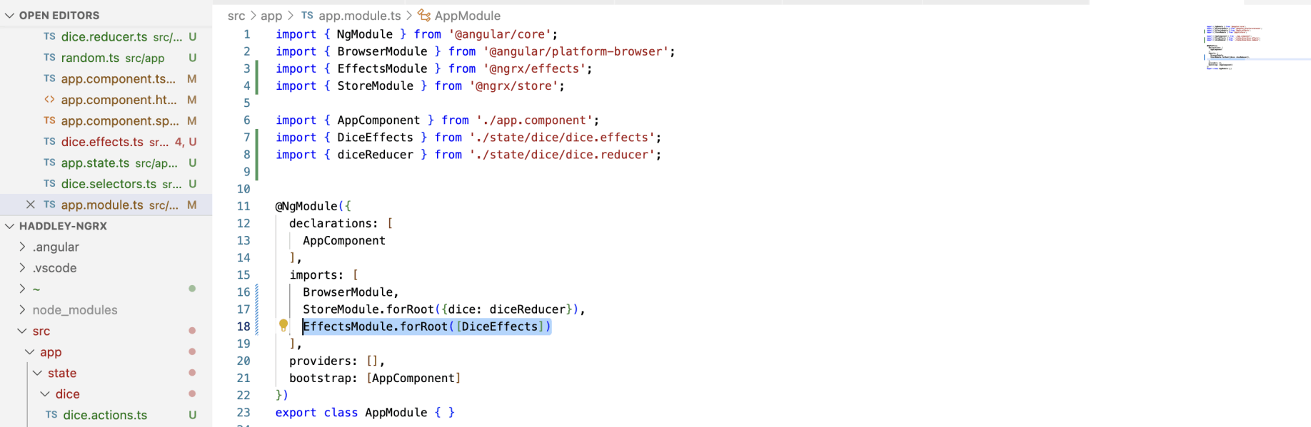 EffectsModule import added to AppModule