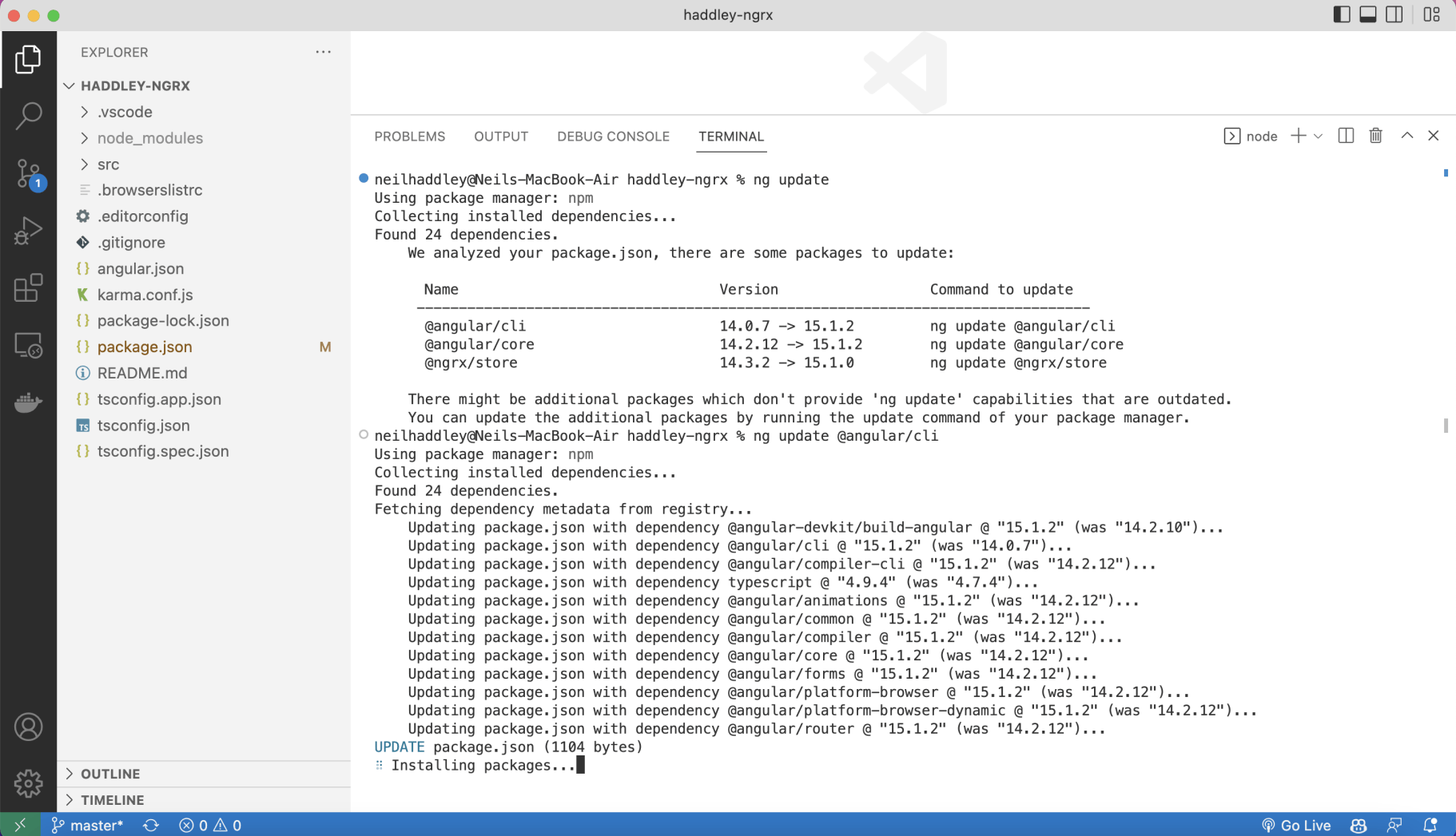 ng update @angular/cli