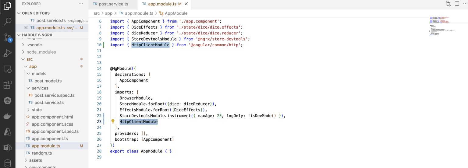imports HttpClientModule