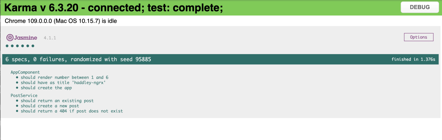 Karma results in a web page