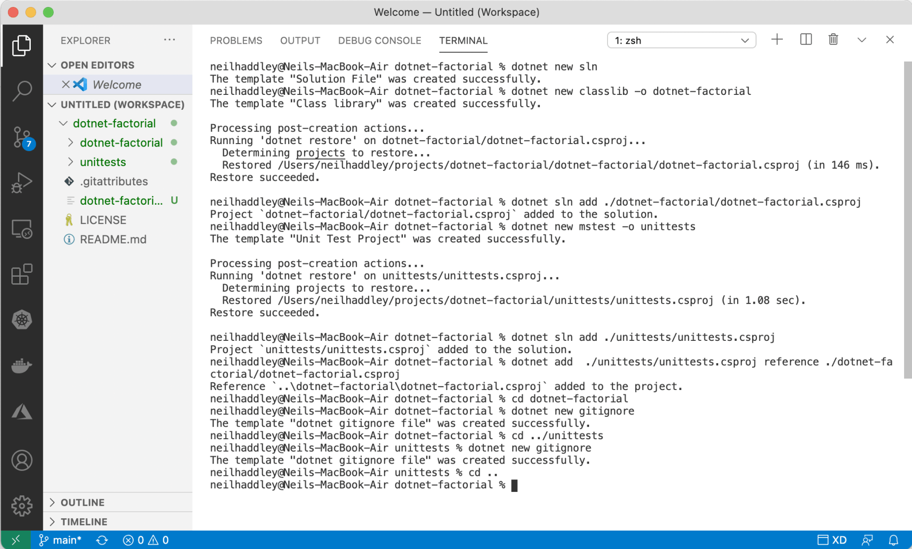 new solution, new classlib project and new mstest project