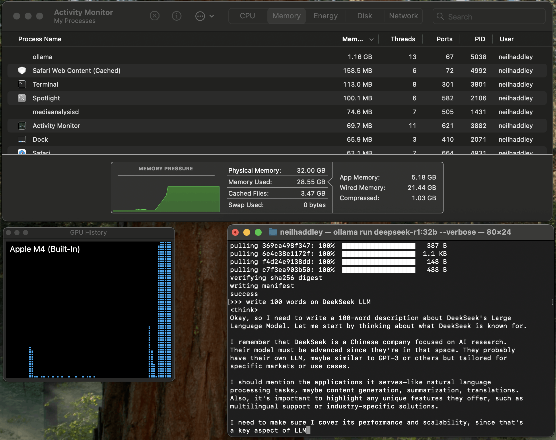 M4 processor 32 GB of unified memory