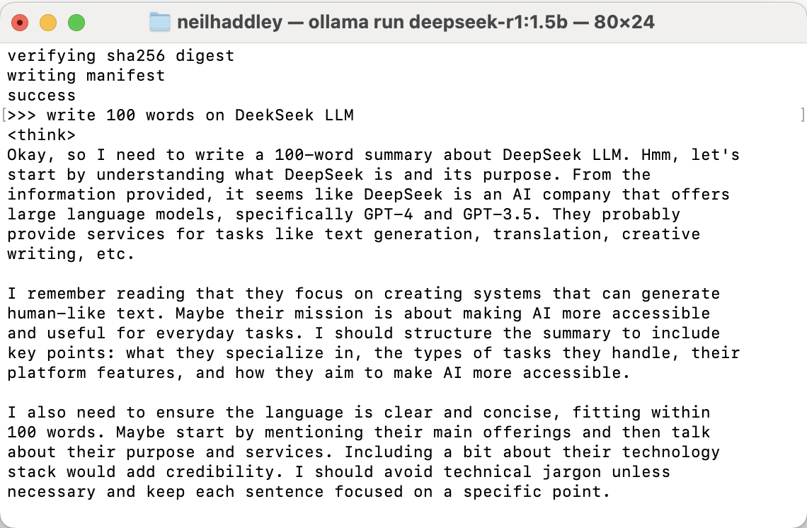 write 100 words on DeekSeek LLM