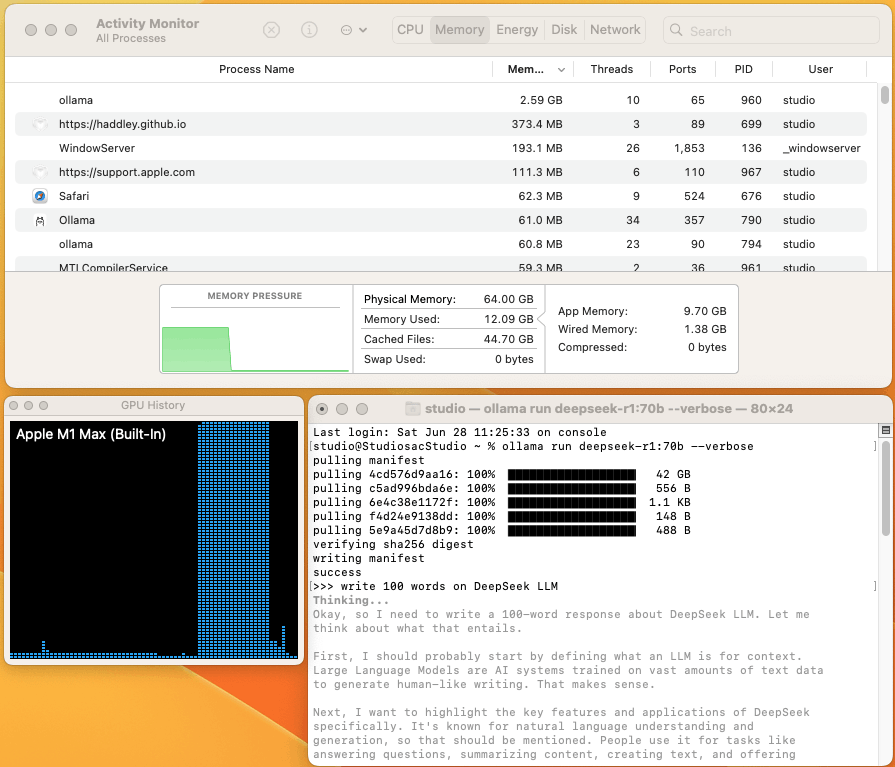 M1 Max processor 64 GB of unified memory