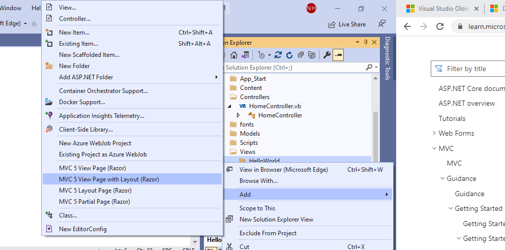 I added a view page to the HelloWorld folder.