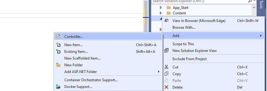 I added a new controller to the project