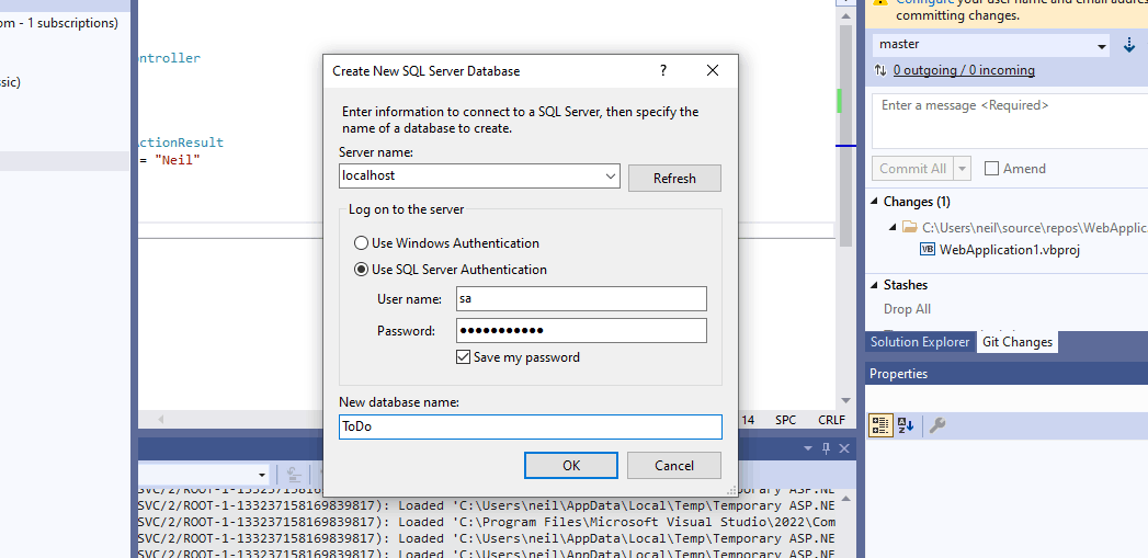 I entered the credentials