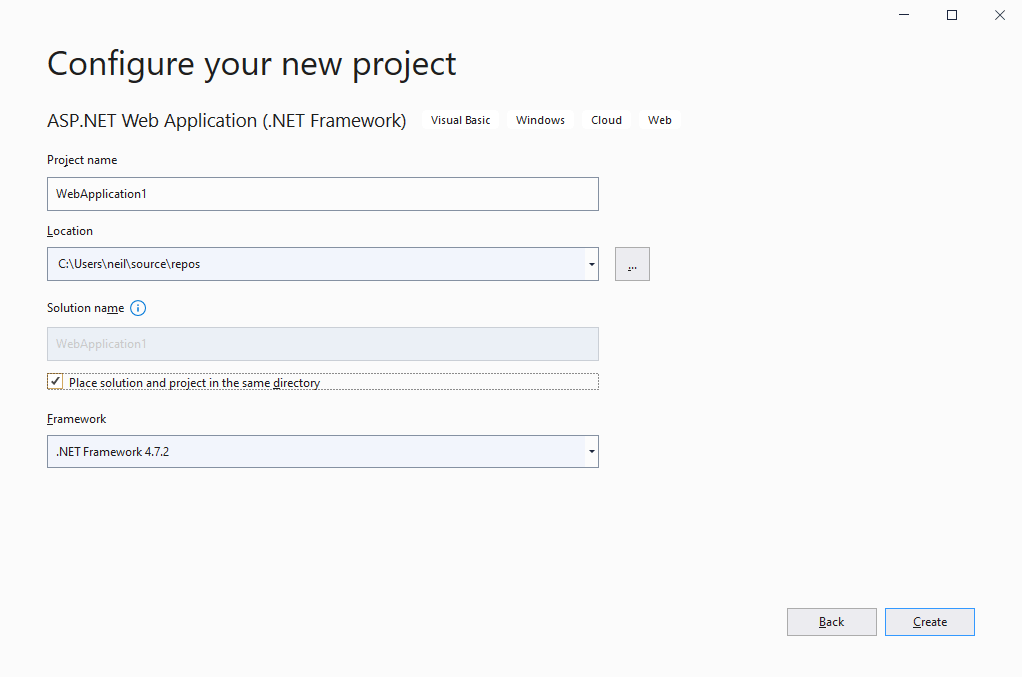 I configured the new project