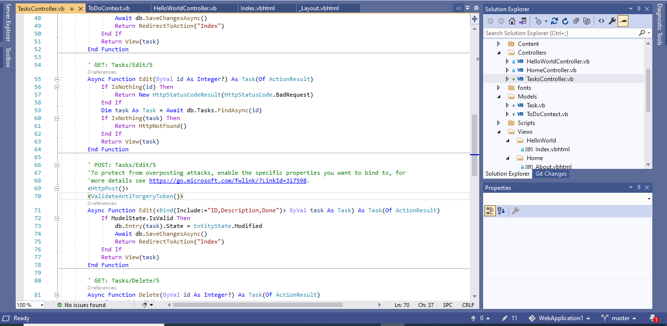 Above is an example of the Controller code