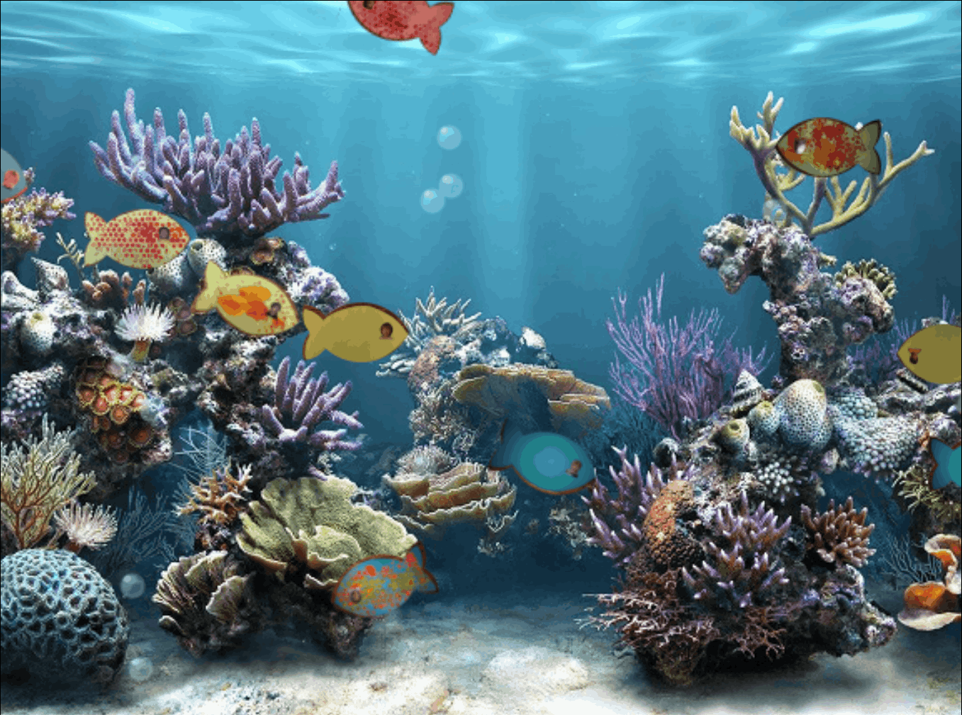 Aquarium with artwork