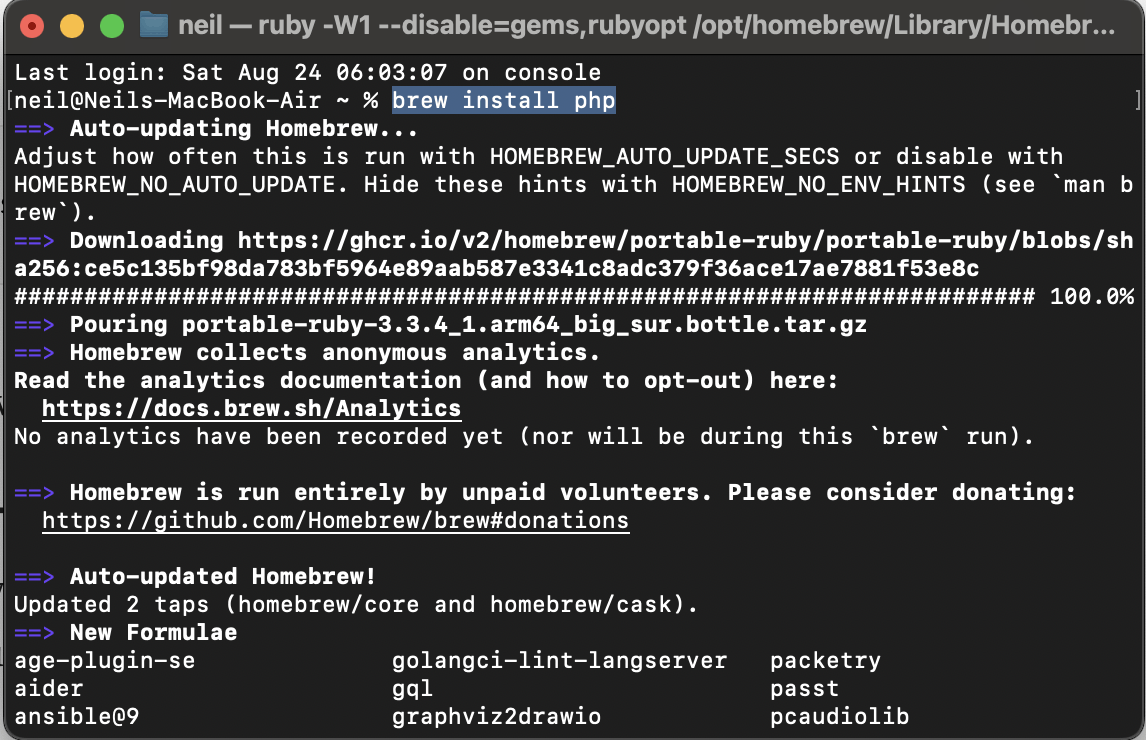 brew install php