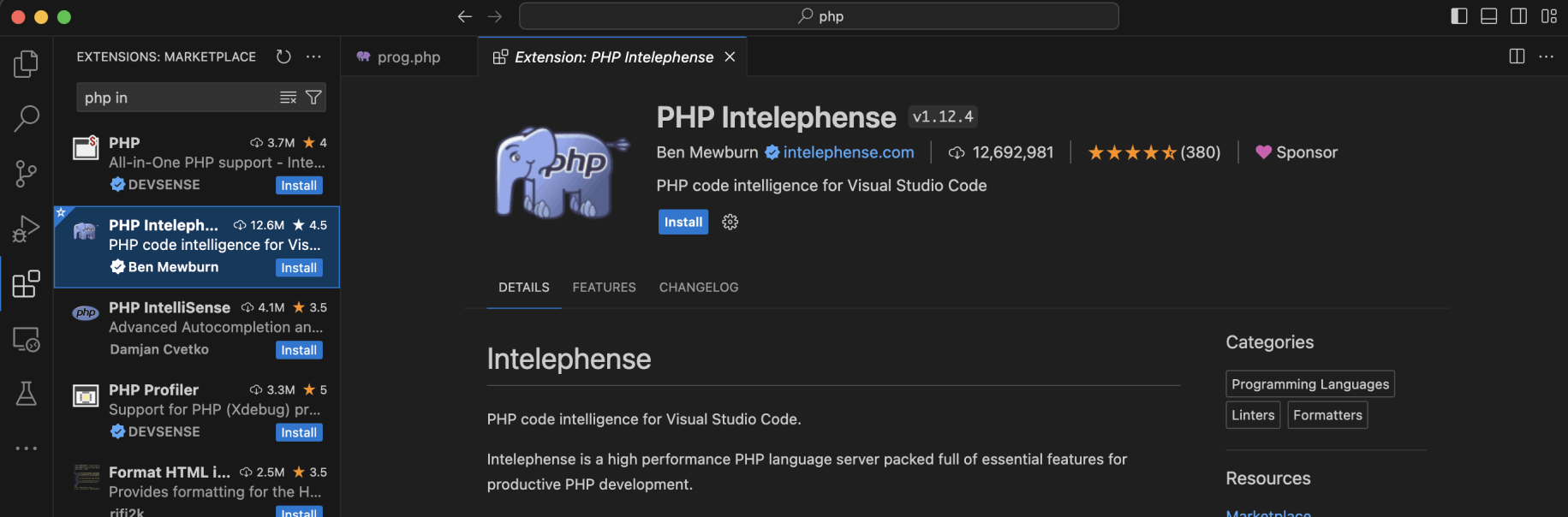 PHP Intelephense